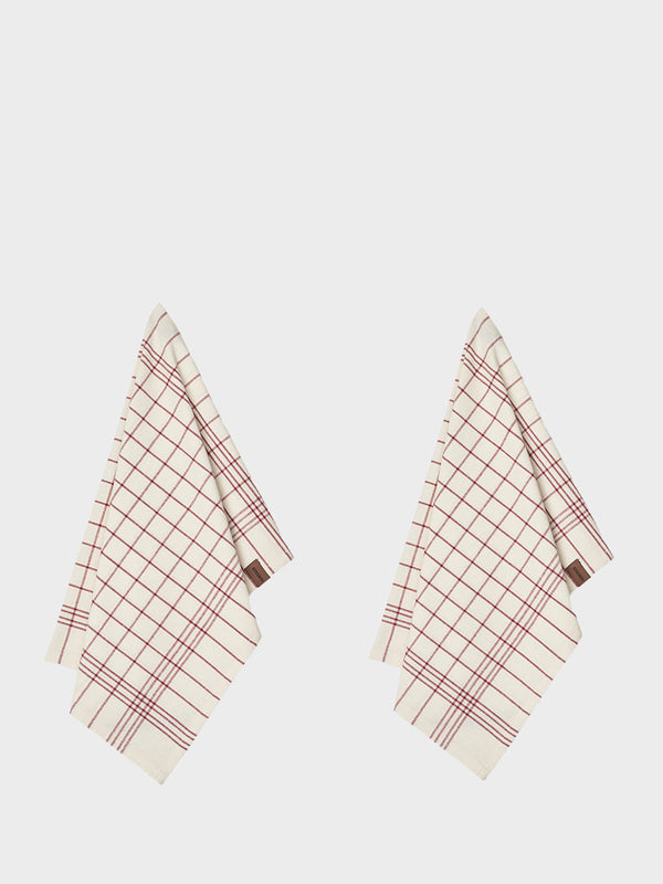 HUMDAKIN Christmas Tea Towels - 2 pack Organic textiles 202 Check Maroon