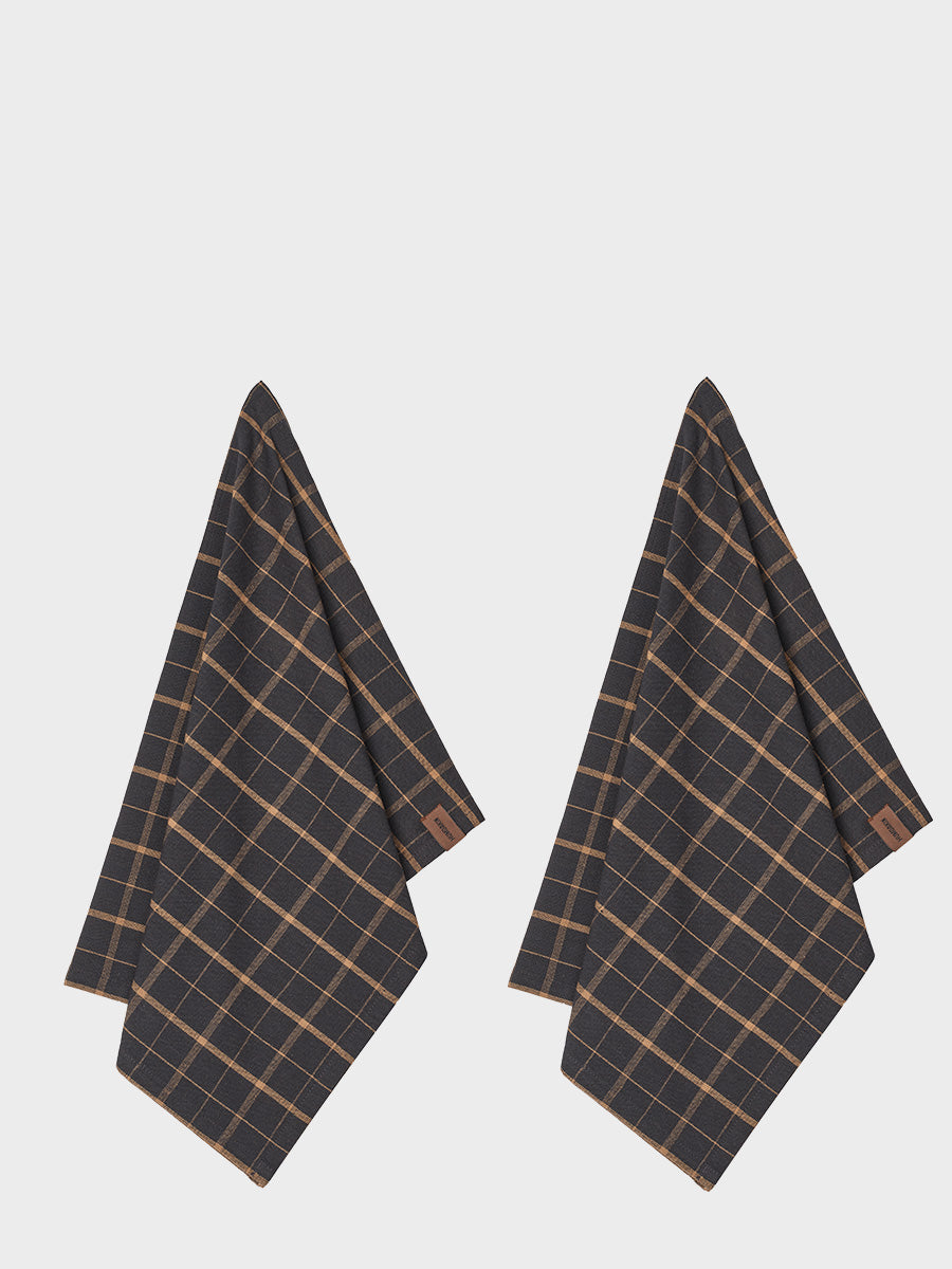 HUMDAKIN Geschirrtuch - Recycelte Baumwoll - 2er Pack Organic Textiles 204 Brown Plaid