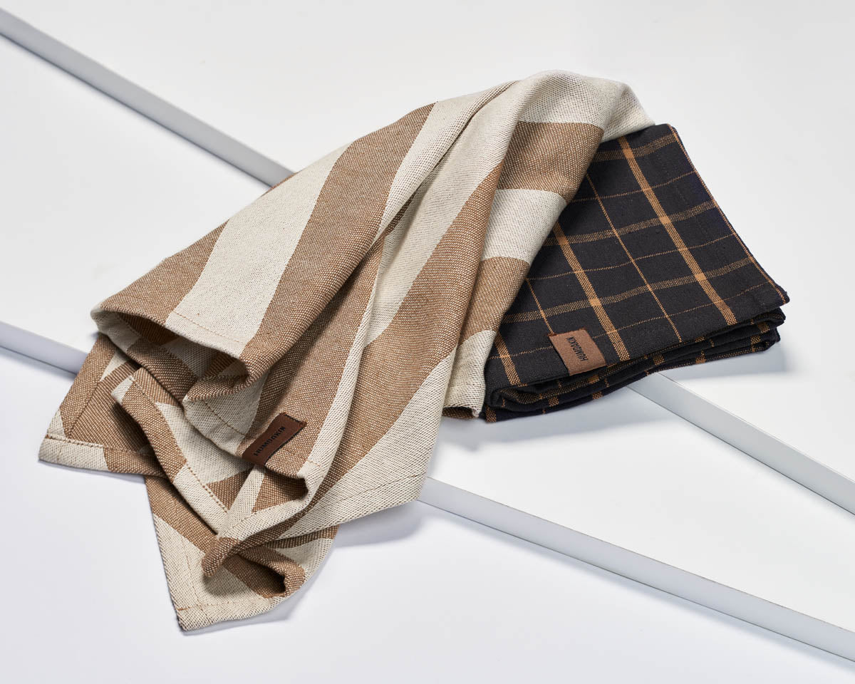 HUMDAKIN Geschirrtuch - Recycelte Baumwoll - 2er Pack Organic Textiles 205 Beige Candy