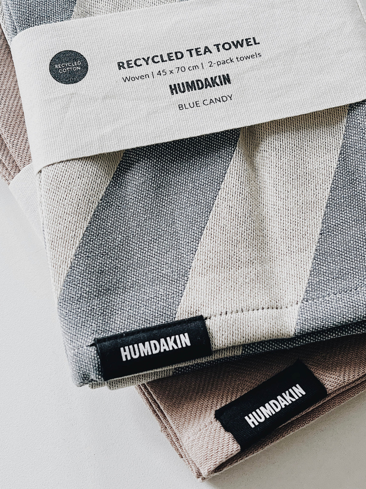HUMDAKIN Geschirrtuch - Recycelte Baumwoll - 2er Pack Organic Textiles 225 Blue Candy