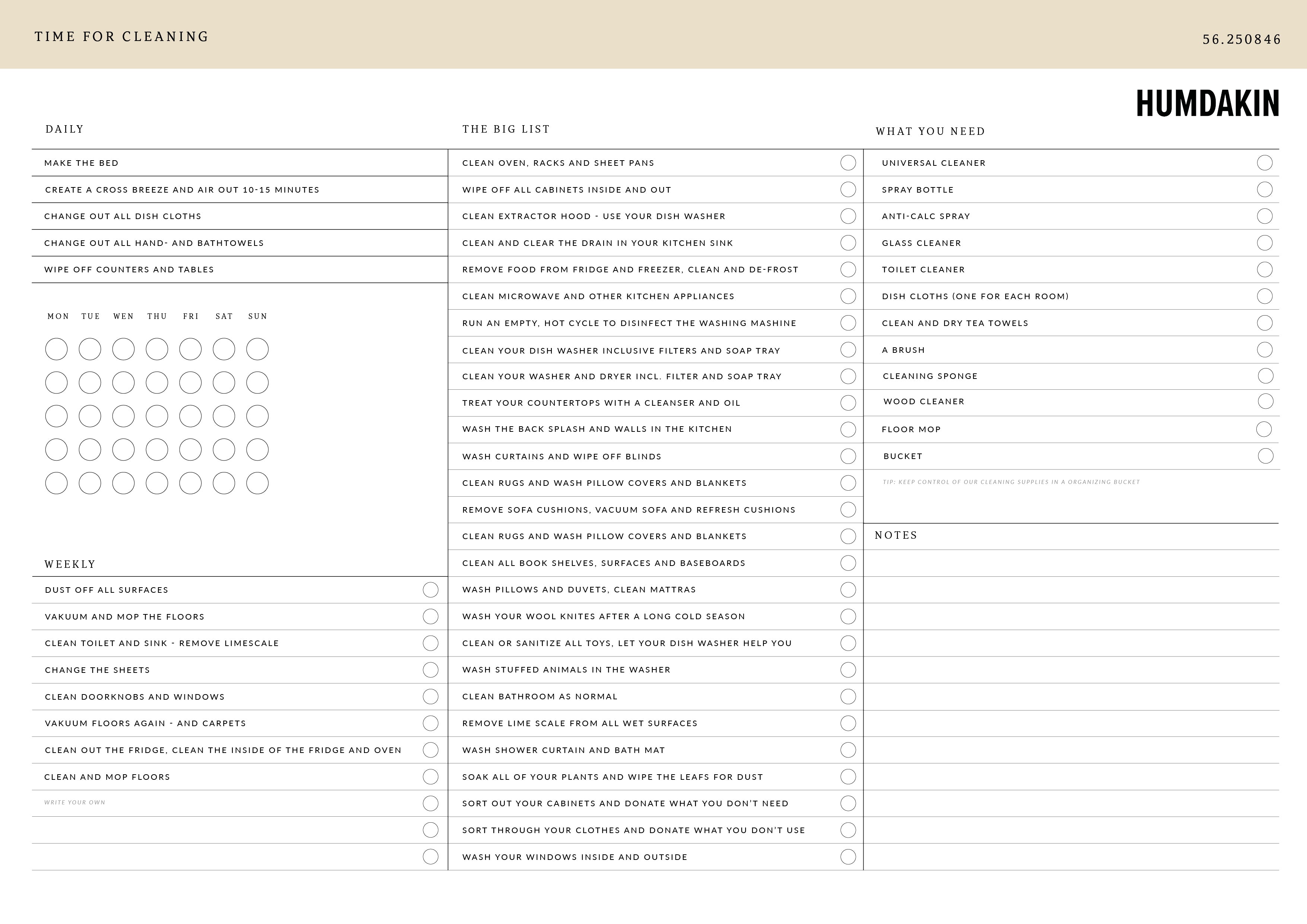 HUMDAKIN Reinigungsplaner POS material 00 Neutral/No color
