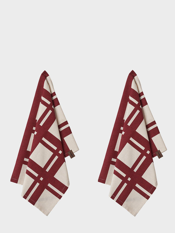 HUMDAKIN Tea Towel - Red Check Organic textiles 00 Neutral/No color