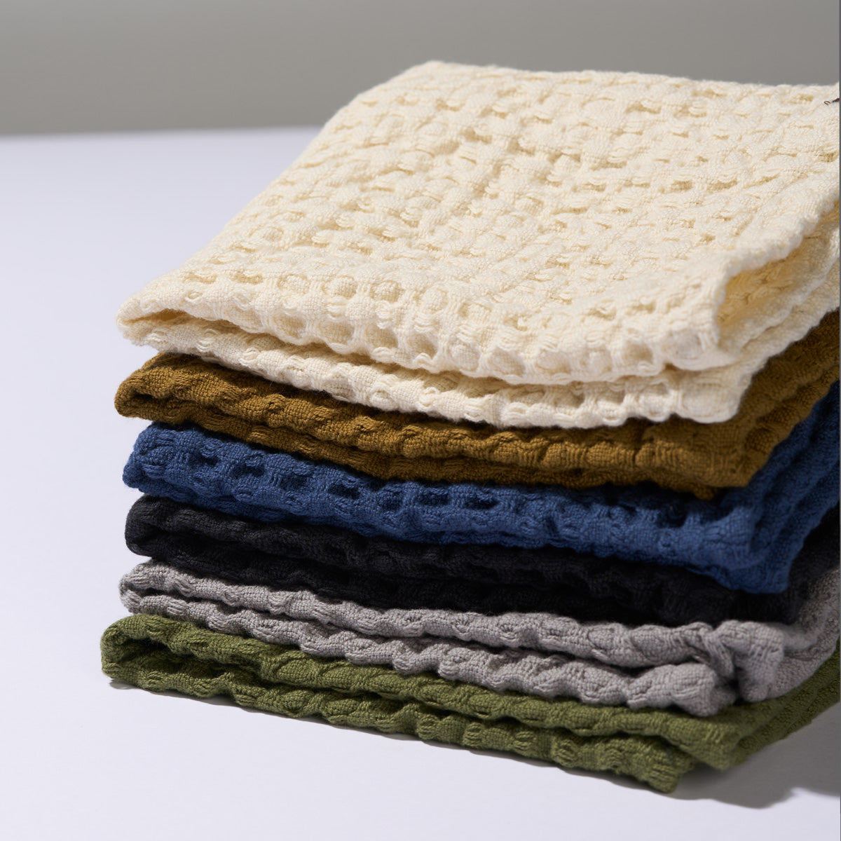 HUMDAKIN Waffel Geschirrtuch - 2er Pack Organic Textiles 105 Coal - Sea Blue